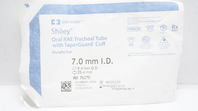 Covidien 76270 Shiley Oral RAE Tracheal Tube w/Cuff 7.0 ID x 9.4 OD x 25.4mm (x)